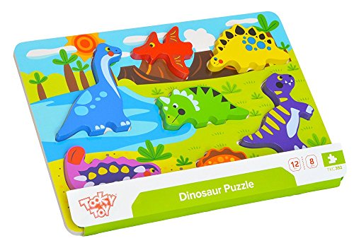 Tooky Toy Puzzle Di Dinosauri Con Figure Di Legno Per Inserire Giocattolo Educativo Per La Prima Infanzia 0 0