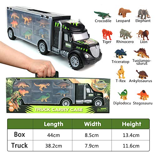 Pilego Giocattoli Dinosauri Camion Del Trasportatore Giocattoli Del Camion Con 6 Mini Dinosauri E 6 Animali Giocattoli Per Bambini 3 4 5 6 Anni 0 3